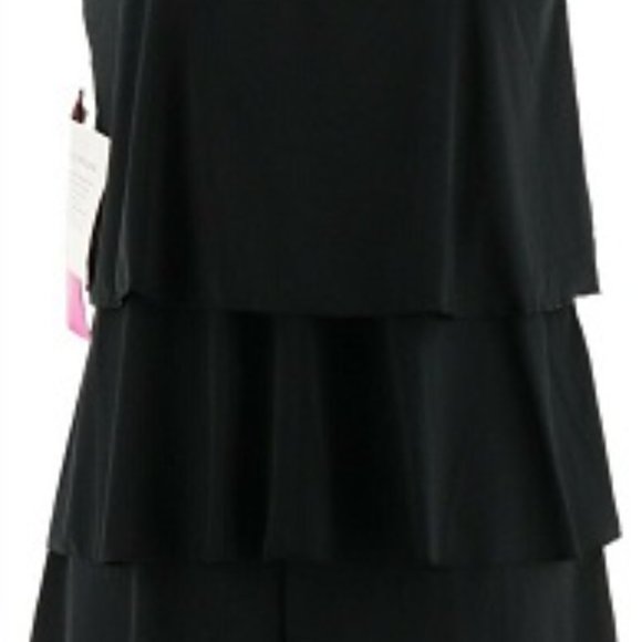 NWT $99 Fit 4 U Hi Neck Double Tiered Romper Swimsuit Black - Picture 4 of 4